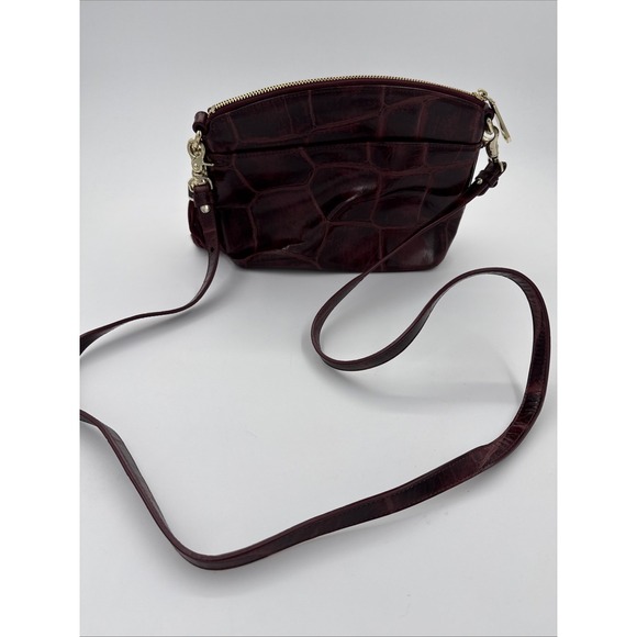 Brahmin Mini Duxbury Crossbody Burgundy Crocodile Embossed Leather - Picture 4 of 9
